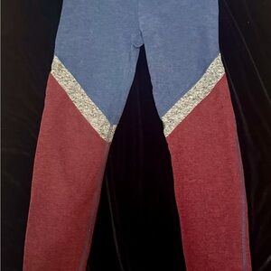 Beyond Yoga Leggings - Blue, Maroon & Gray